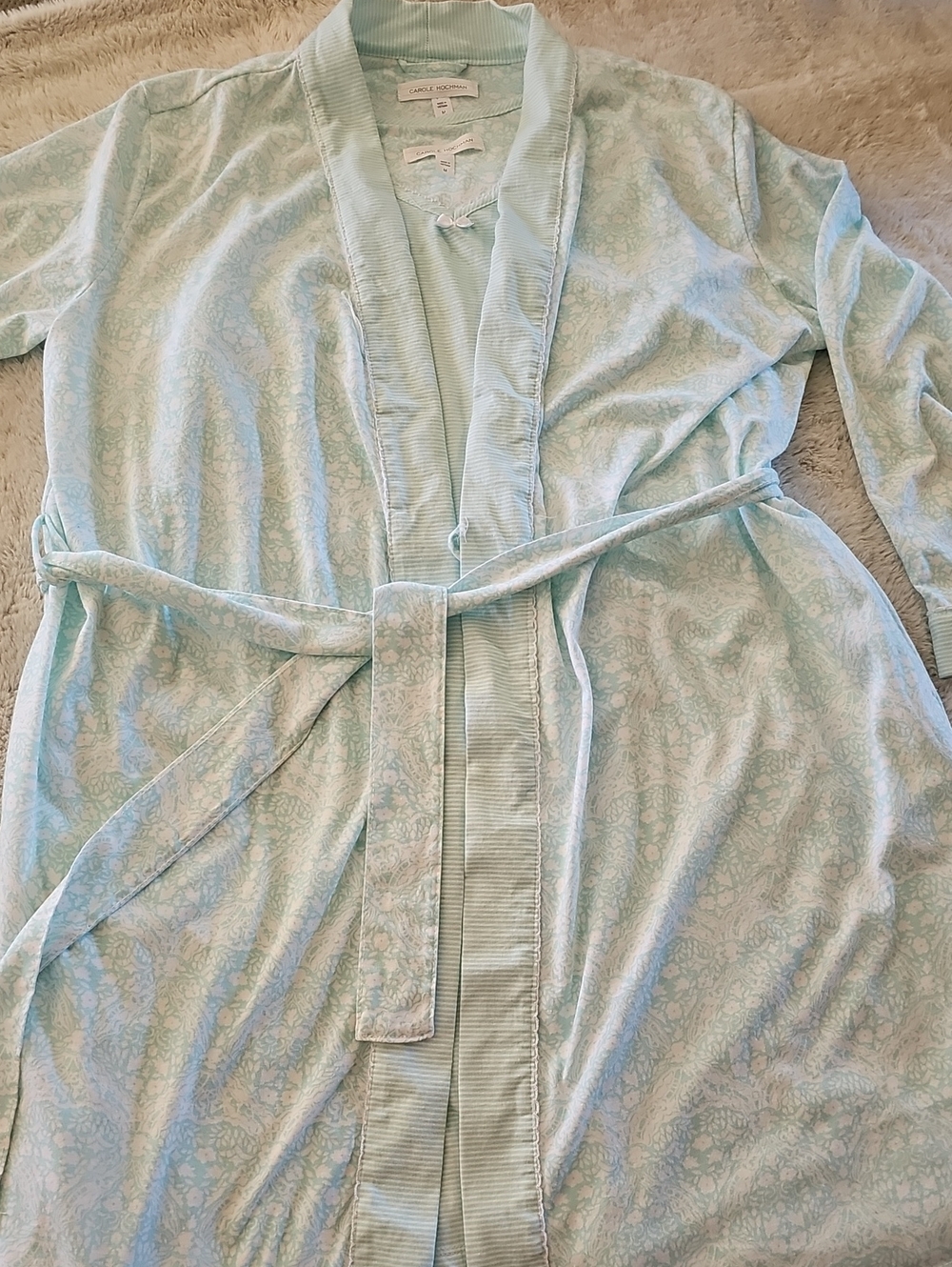 Carole Hochman Light Weight Floral Tie-Waist Robe Set Size Med